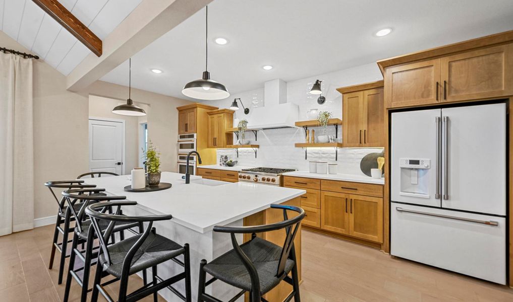 Kitchen with pendant lighting