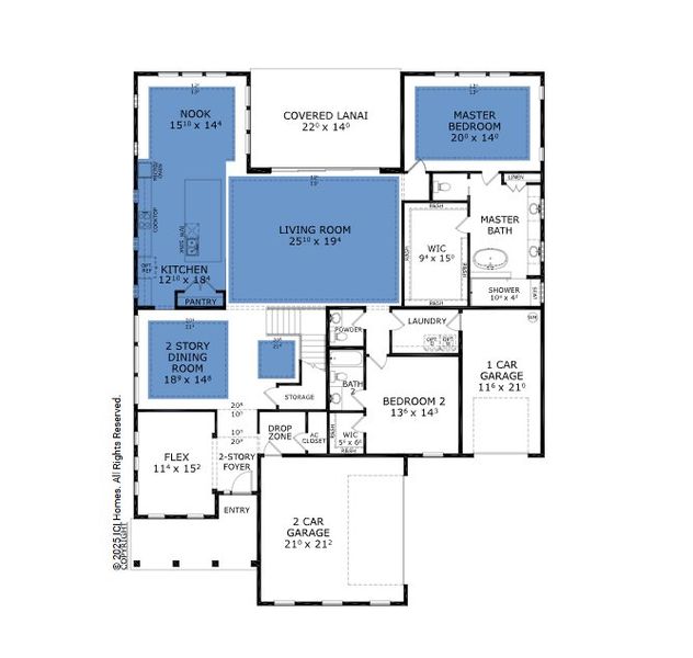 2D floor plan layout for the Breckenridge - Regency Series | 70' Wide Lots by ICI Homes in Courtney Grove, St. Augustine, FL (Image 3).