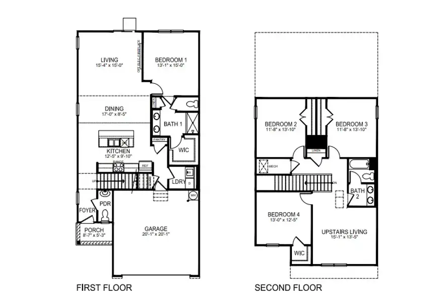 2D floor plan layout for the Manning by D.R. Horton in Sweetwater Village, Rockwell, NC (Image 3). 2D floor plan layout for the Manning by D.R. Horton in Sweetwater Village, Rockwell, NC (Image 3).