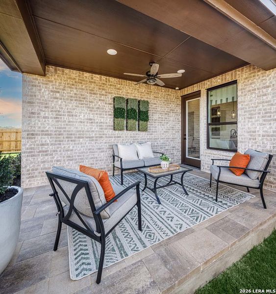 Exterior details and patio area of a home in Alsatian Oaks, Castroville (Image 2).