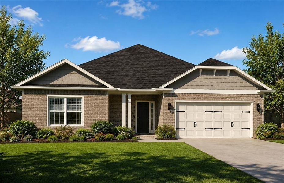 Front exterior of a new home in Thunder Ridge, Dawsonville, GA, highlighting curb appeal (Image 1). Front exterior of a new home in Thunder Ridge, Dawsonville, GA, highlighting curb appeal (Image 1).