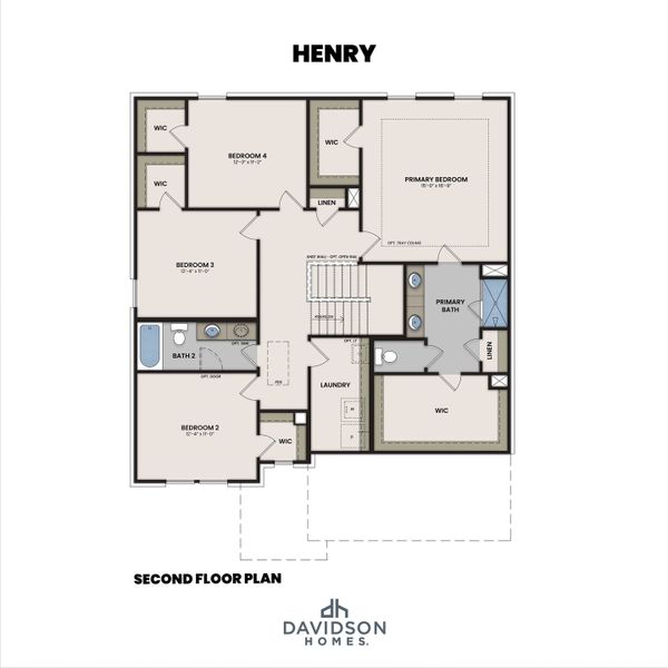 2D floor plan layout for the The Henry A-BF by Davidson Homes LLC in Bradshaw Farms, Mount Juliet, TN (Image 3).