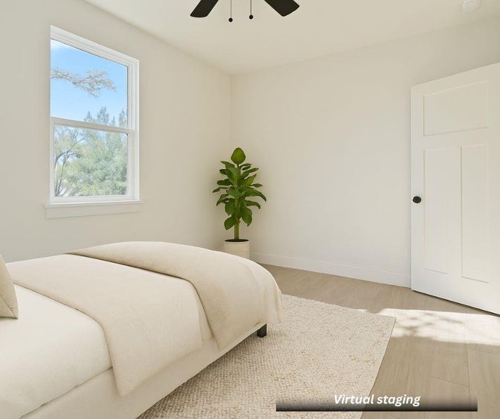 Bedroom #3 on the second level virtually staged. Bedroom #3 on the second level virtually staged.