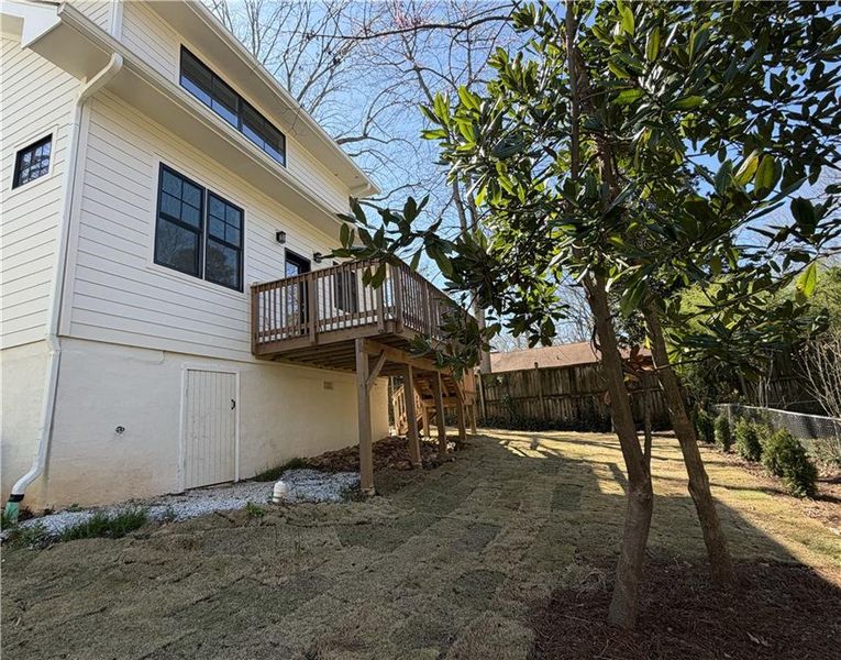 Exterior details and patio area of a home in , Pine Lake (Image 31).