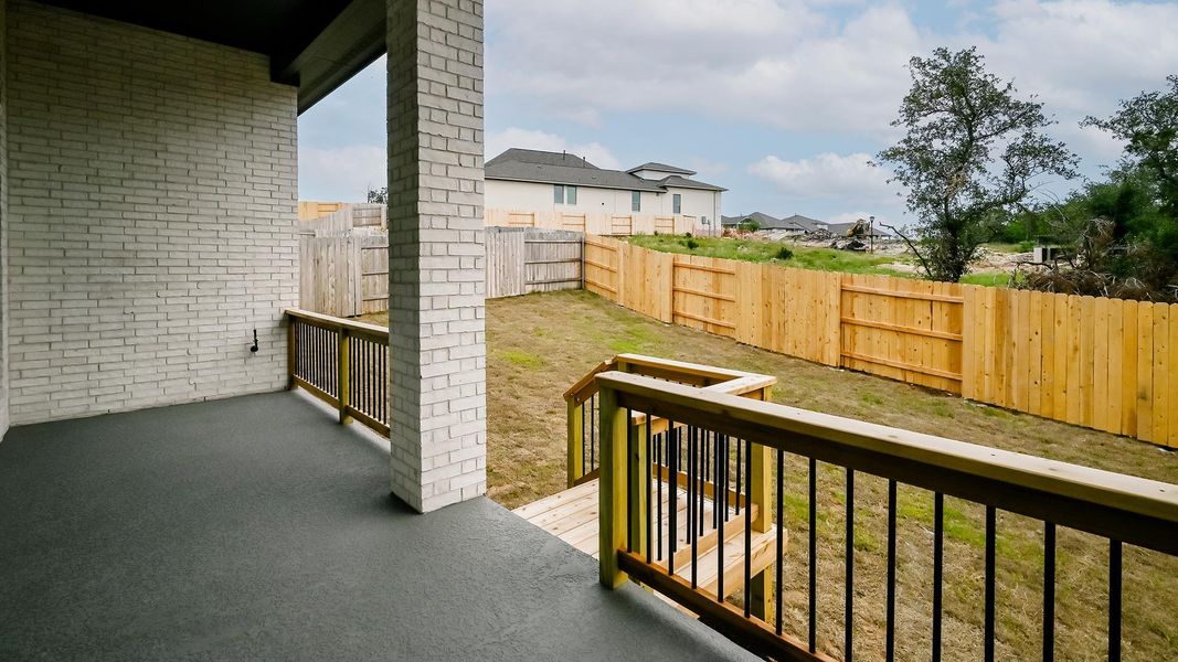 View of wooden balcony with a deck View of wooden balcony with a deck