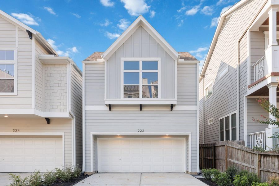 Modern Craftsman Charm, Move in Ready.This beautifully styled elevation captures the classic curb appeal Sandcastle Homes is known for—featuring clean lines, craftsman detailing, and a private two-car driveway in one of Houston’s most walkable neighborhoods. Modern Craftsman Charm, Move in Ready.This beautifully styled elevation captures the classic curb appeal Sandcastle Homes is known for—featuring clean lines, craftsman detailing, and a private two-car driveway in one of Houston’s most walkable neighborhoods.