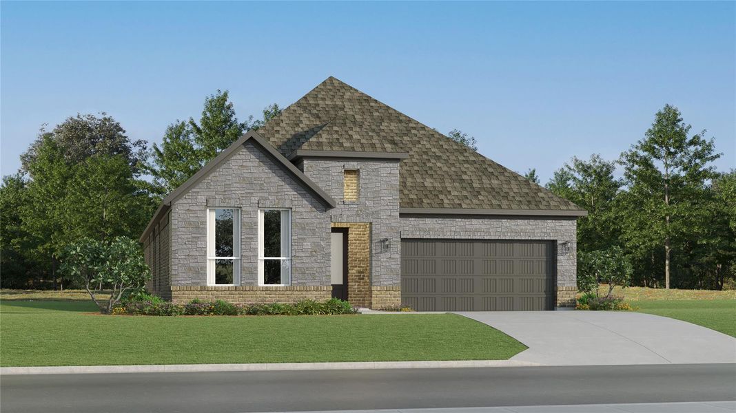 Front exterior of a new home in Cotton Brook, Hutto, TX, highlighting curb appeal (Image 21).