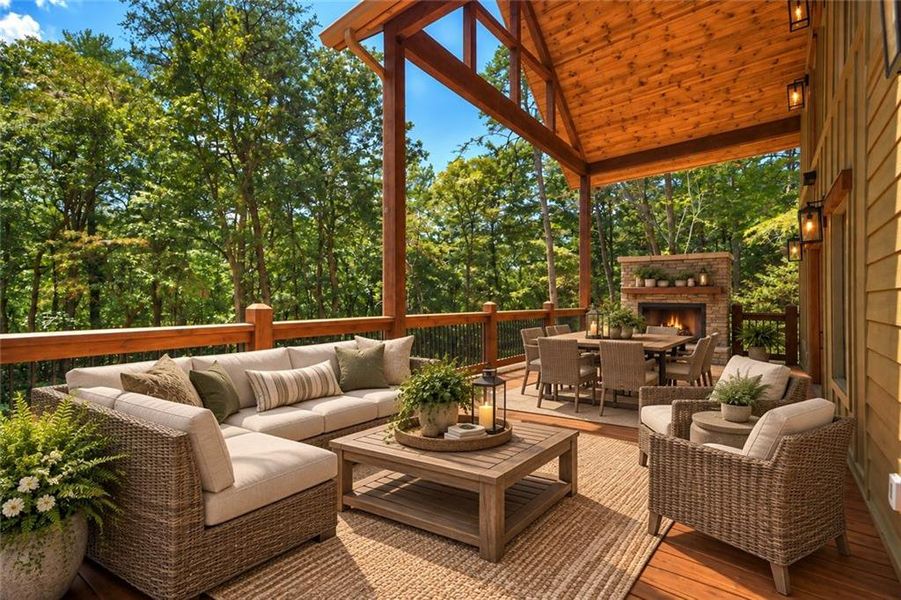 Exterior details and patio area of a home in , Ellijay (Image 35).