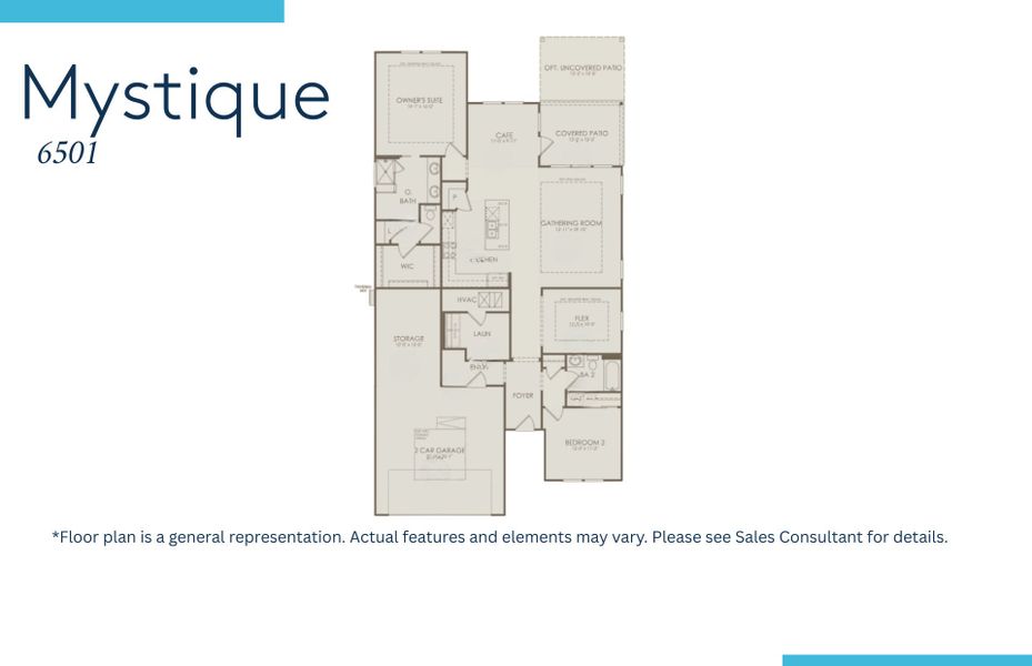 2D floor plan layout of this home in Del Webb Wilmington at Mallory Creek, Leland, NC (Image 4).
