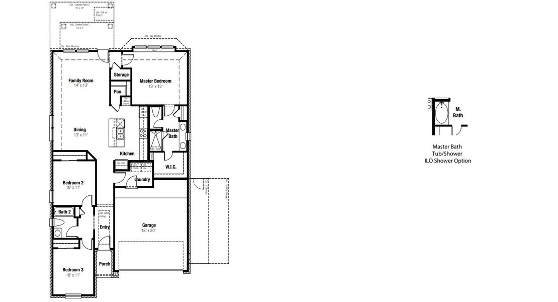 2D floor plan layout for the Kingsbury by Scott Felder Homes in The Crossvine, Schertz, TX (Image 3).