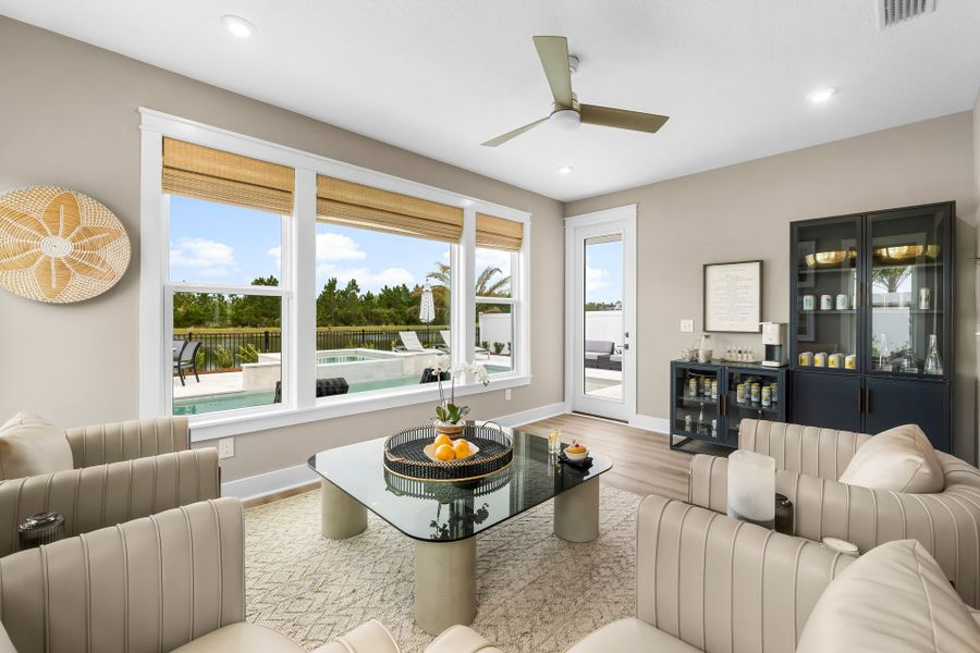 Furnished interior view inside a new home in Salt Grass at Ward Creek, Panama City Beach (Image 8). Furnished interior view inside a new home in Salt Grass at Ward Creek, Panama City Beach (Image 8).