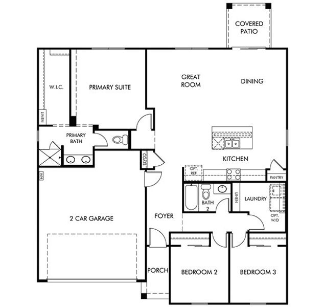 2D floor plan layout of this home in Paloma Creek - Classic Series, Surprise, AZ (Image 2).
