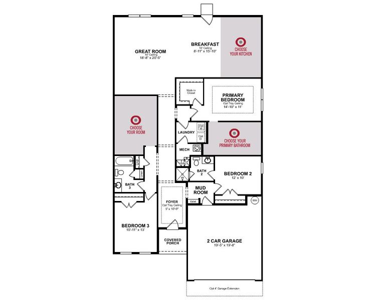 2D floor plan layout for the Summerville by Beazer Homes in Ambridge, Conway, SC (Image 3).