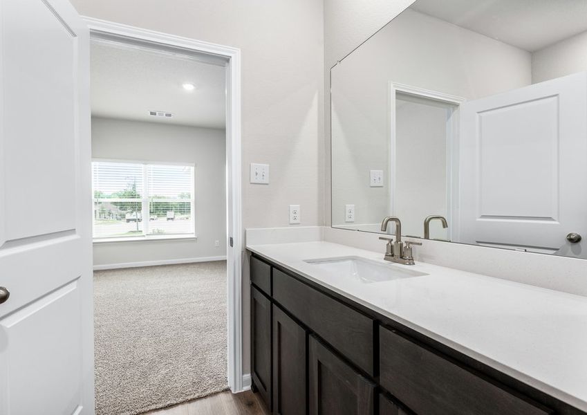 The master bathroom has a sprawling vanity space. The master bathroom has a sprawling vanity space.