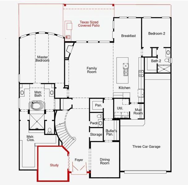 2D floor plan layout of this home in Dunham Pointe, Cypress, TX (Image 5).