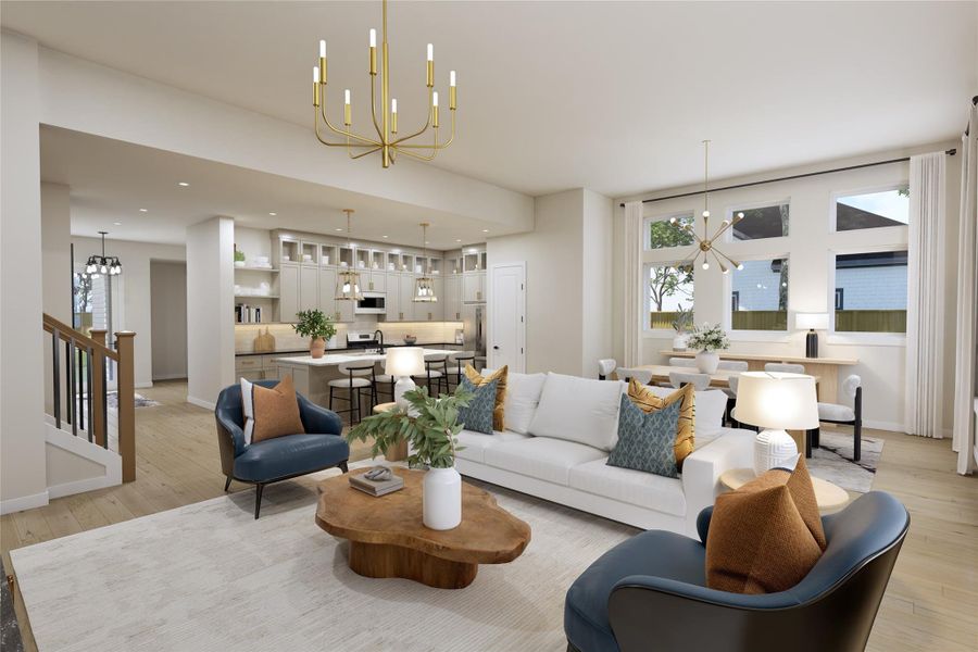 REPRESENTATIVE PHOTO: Large Living area that offers 12 ft ceilings and is open to the Kitchen.