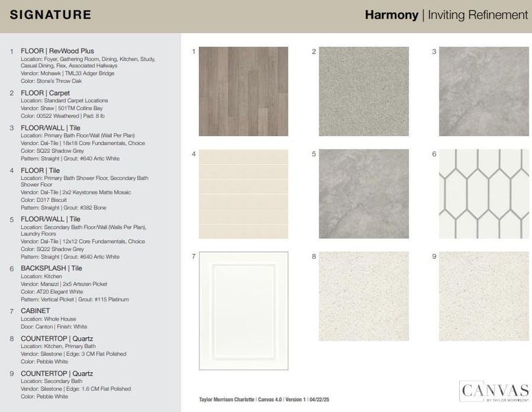 Design Selections.  Home is under construction and selections are subject to change.