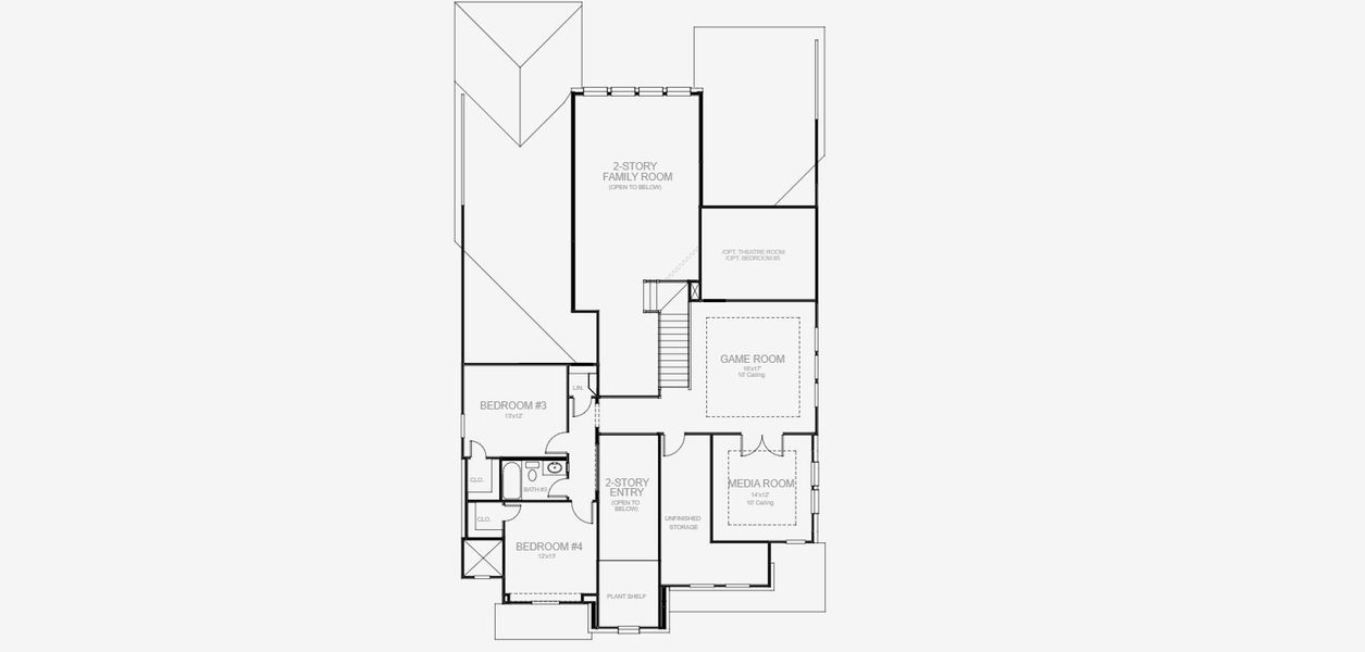 2D floor plan layout for the 3431M by Perry Homes in Lakes of Cane Island, Katy, TX (Image 4).