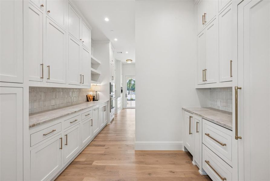 Back Prep Kitchen: Miele Coffee Bar, Oven, Microwave, Fridge, Freezer drawers, & Ice