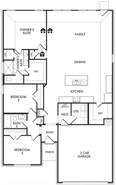 2D floor plan layout for the Lincoln by Impression Homes in Keeneland, Aubrey, TX (Image 3). 2D floor plan layout for the Lincoln by Impression Homes in Keeneland, Aubrey, TX (Image 3).