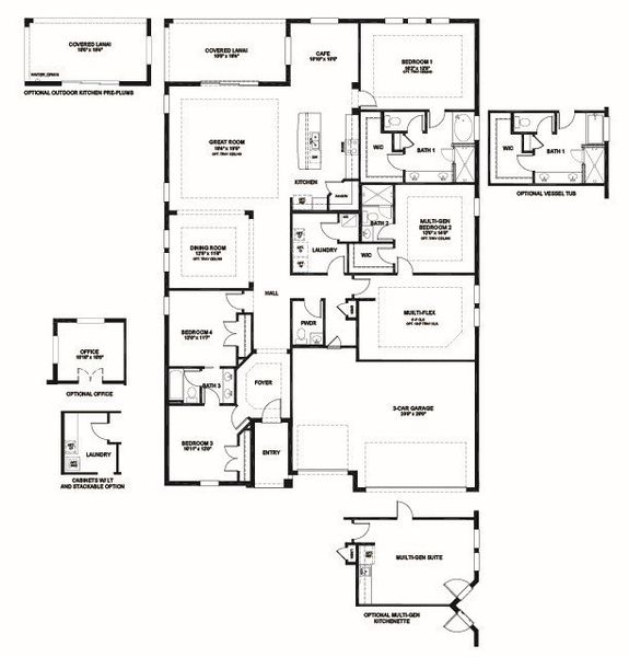 2D floor plan layout for the Camden by D.R. Horton in Harbor Lake Estates, Titusville, FL (Image 3).