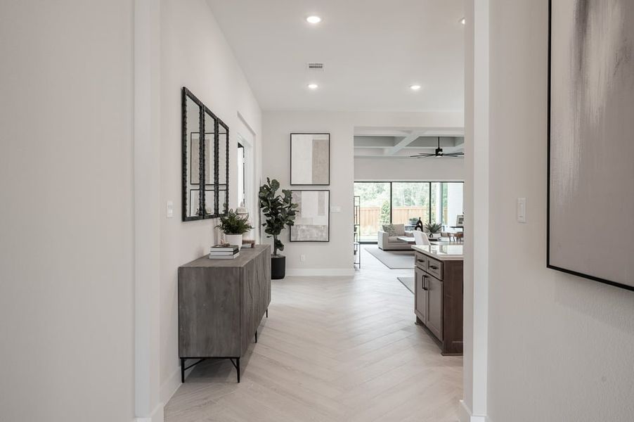 Furnished interior view inside a new home in Dunham Pointe 80′, Cypress (Image 7). Furnished interior view inside a new home in Dunham Pointe 80′, Cypress (Image 7).