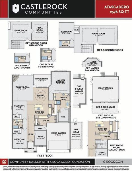 2D floor plan layout for the Atascadero by CastleRock Communities in Solterra, Mesquite, TX (Image 3).