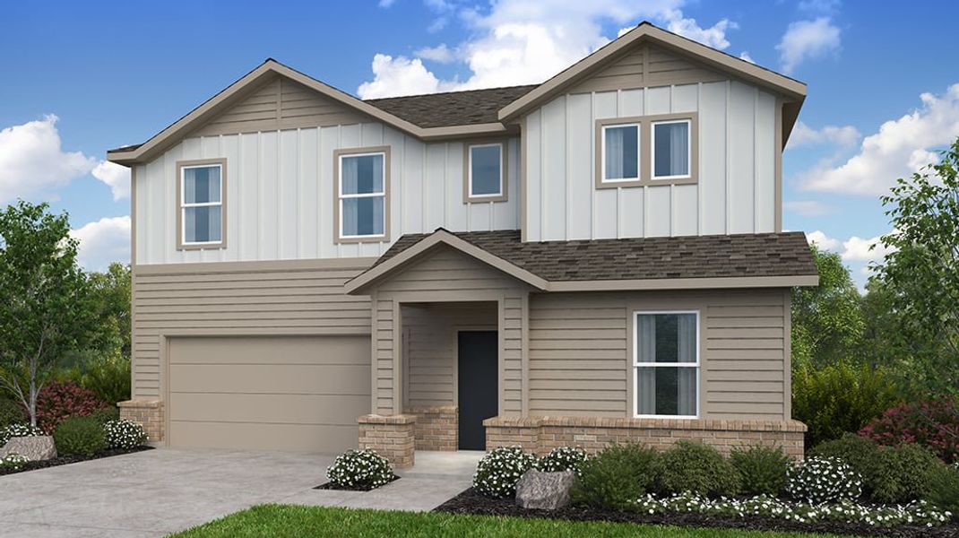 Representative exterior photo of a completed home built from the Cedar Park by Taylor Morrison in River Ridge, Crandall, TX (Image 2). Representative exterior photo of a completed home built from the Cedar Park by Taylor Morrison in River Ridge, Crandall, TX (Image 2).