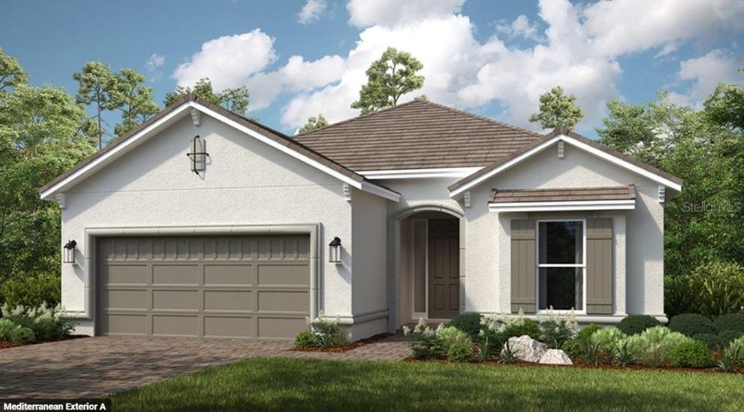 Front exterior of a new home in Esplanade at Westview, Kissimmee, FL, highlighting curb appeal (Image 1).