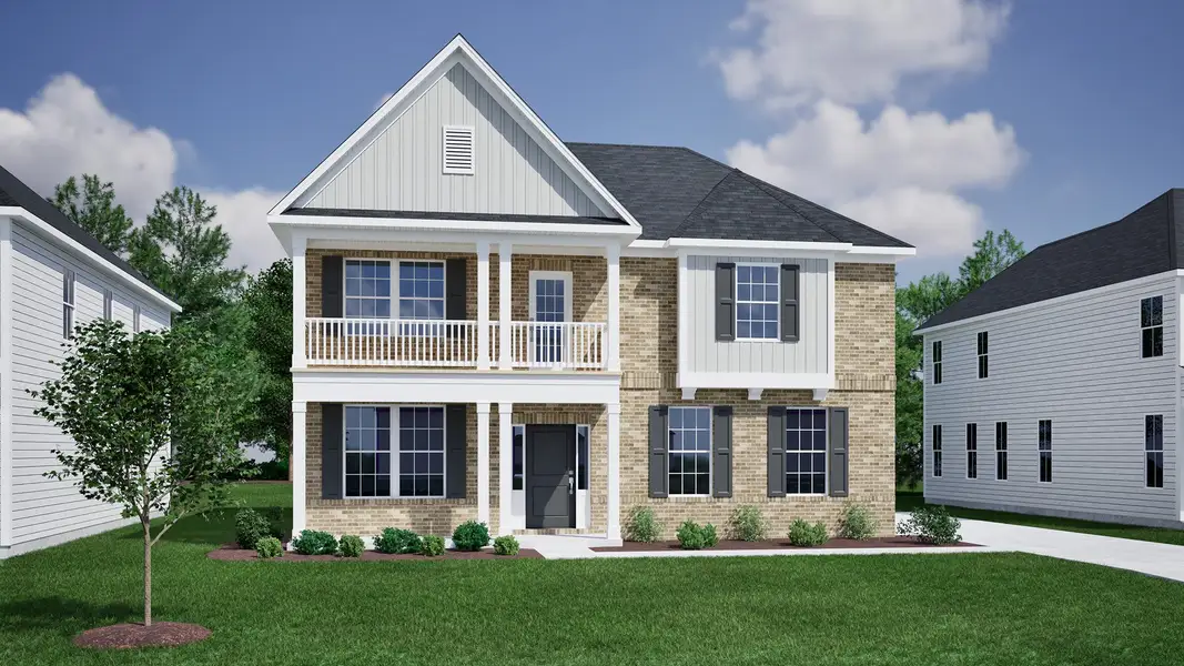 Representative exterior photo of a completed home built from the Keowee - Vanguard Collection by Mungo Homes in Scotts Hill Village, Wilmington, NC (Image 33).