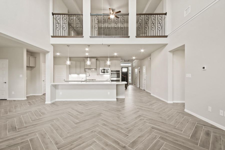 Open great room with high ceilings