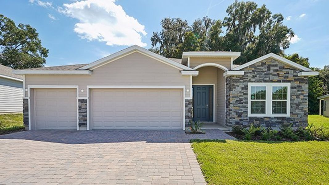 Representative exterior photo of a completed home built from the Destin by D.R. Horton in Buchanan Trails, Newberry, FL (Image 1).