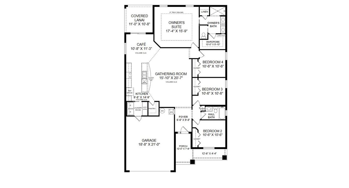 2D floor plan layout for the Raychel by Highland Homes of Florida in Bellaviva, Auburndale, FL (Image 3).