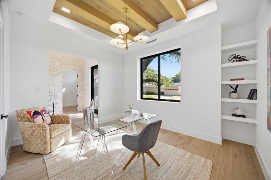 Thoughtfully framed views and soft, neutral tones bring a sense of calm sophistication to the interior experience.