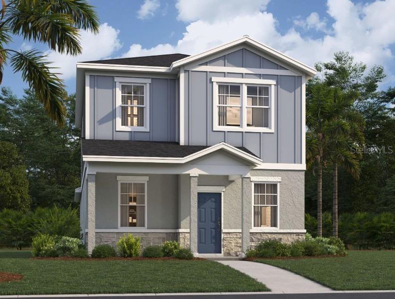 Front exterior of a new home in Brack Ranch, St. Cloud, FL, highlighting curb appeal (Image 17). Front exterior of a new home in Brack Ranch, St. Cloud, FL, highlighting curb appeal (Image 17).