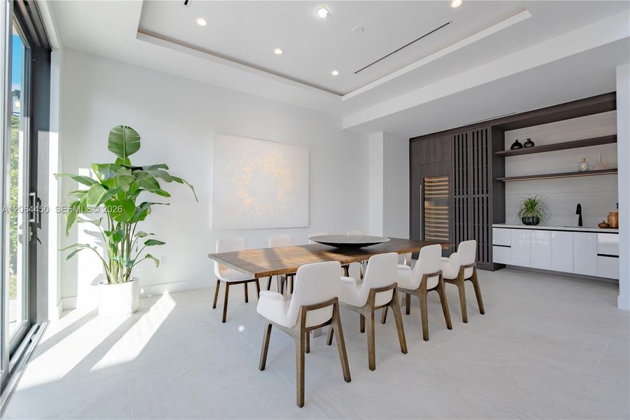 Dining area with contemporary chairs