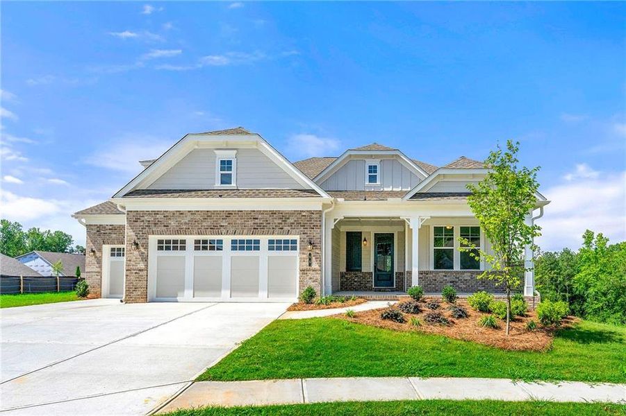 Front exterior of a new home in Cresswind Georgia at Twin Lakes, Hoschton, GA, highlighting curb appeal (Image 17). Front exterior of a new home in Cresswind Georgia at Twin Lakes, Hoschton, GA, highlighting curb appeal (Image 17).