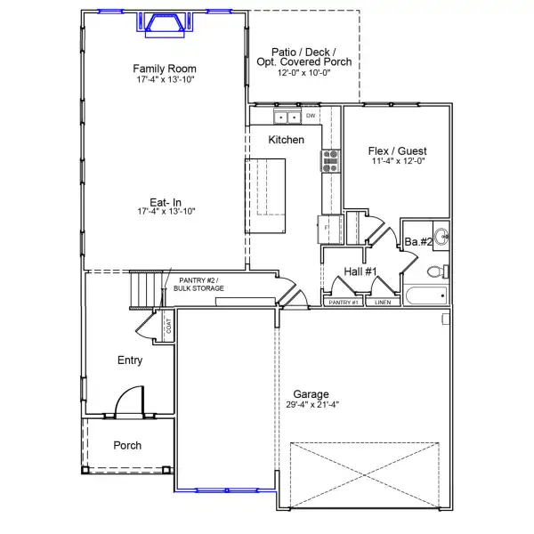 2D floor plan layout of this home in Parris Meadows, Chesnee, SC (Image 3).