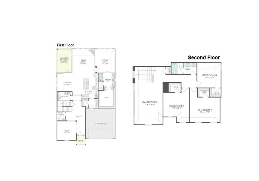 2D floor plan layout for the Lillian by Tri Pointe Homes in LaPrelle, Haslet, TX (Image 4).