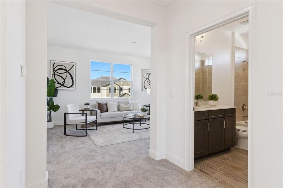 Furnished interior view inside a new home in Tamarack at Two Rivers, Zephyrhills (Image 9).