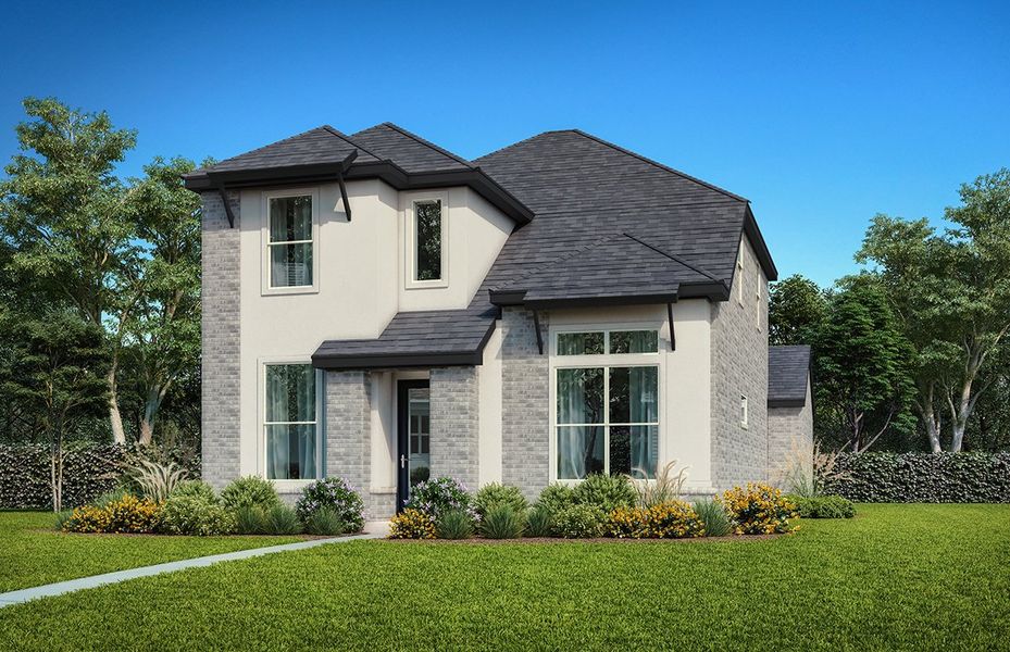 Representative exterior photo of a completed home built from the Duets D413 by Landon Homes in Lexington Frisco, Frisco, TX (Image 20). Representative exterior photo of a completed home built from the Duets D413 by Landon Homes in Lexington Frisco, Frisco, TX (Image 20).