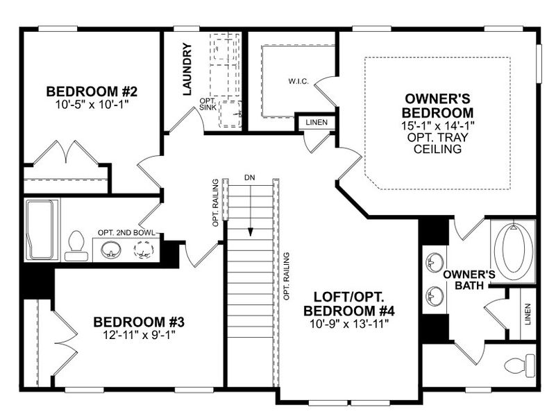 2D floor plan layout for the Dearborn II by M/I Homes in Boulder Ridge, Gastonia, NC (Image 4). 2D floor plan layout for the Dearborn II by M/I Homes in Boulder Ridge, Gastonia, NC (Image 4).