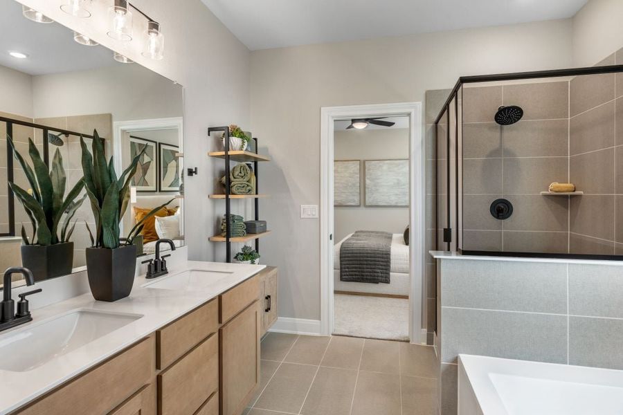 Dual-sink vanity at primary bath Dual-sink vanity at primary bath