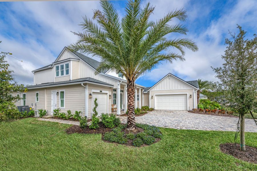 Representative exterior details of a home built from the Stella II by Riverside Homes in Hidden Creek at SilverLeaf, St. Augustine (Image 4).