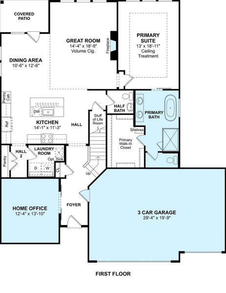 The Omaha floor plan by K. Hovnanian Homes. 1st Floor Shown. *Prices, plans, dimensions, features, specifications, materials, and availability of homes or communities are subject to change without notice or obligation.