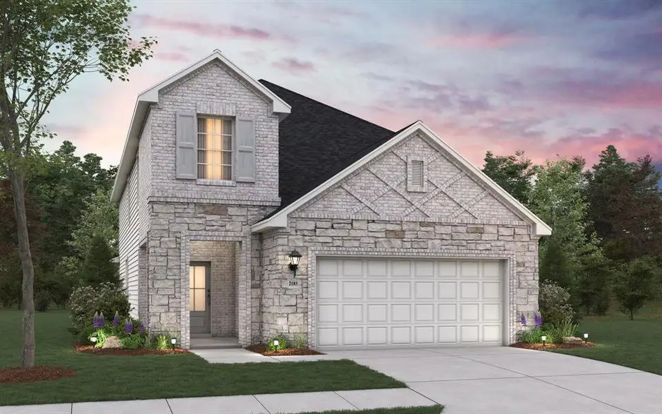 Front exterior of a new home in Devonshire, Forney, TX, highlighting curb appeal (Image 5).