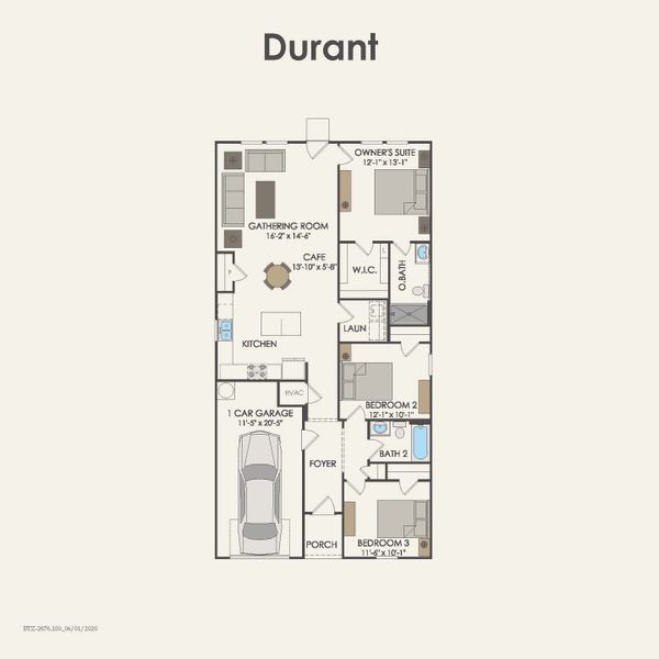 2D floor plan layout for the Durant by Centex in Ashford Crossing, Princeton, TX (Image 3).