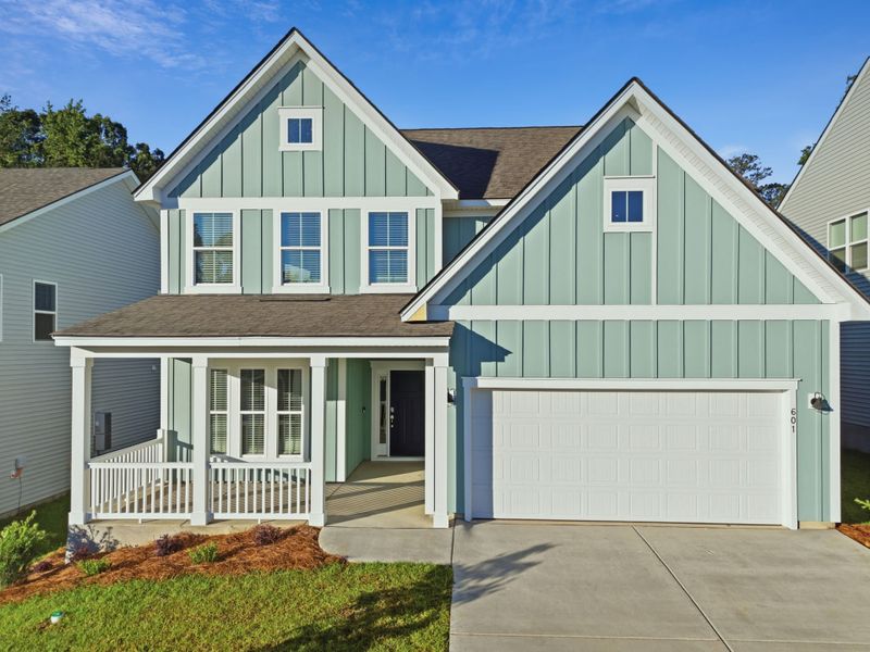 Front exterior of a new home in Grand Arbor, Blythewood, SC, highlighting curb appeal (Image 21).