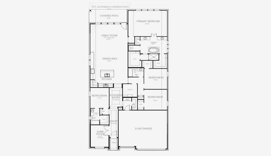 2D floor plan layout for the 2695W by Perry Homes in Devonshire 55', Forney, TX (Image 5). 2D floor plan layout for the 2695W by Perry Homes in Devonshire 55', Forney, TX (Image 5).