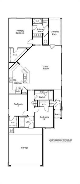 This floor plan features 3 bedrooms, 2 full baths and over 1,500 square feet of living space.